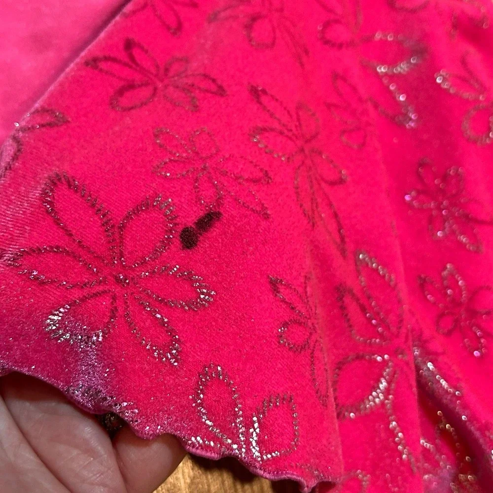 Motionwear bright pink and silver dance velvet skirt child‎ small 4-6